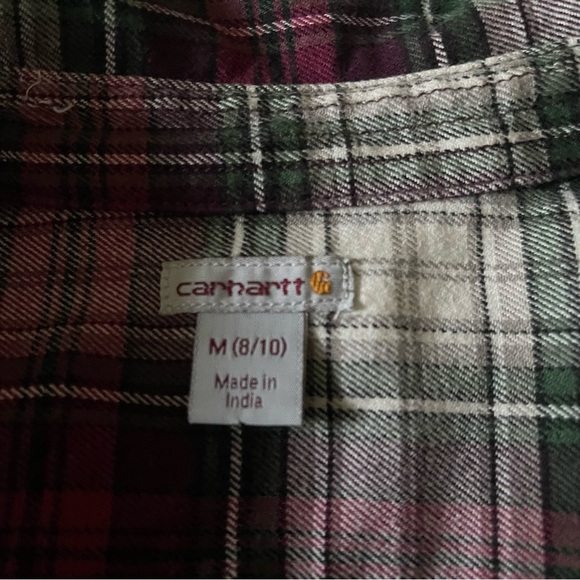 Carhartt Women’s flannel shirt plaid Size M button up red green - Picture 7 of 11